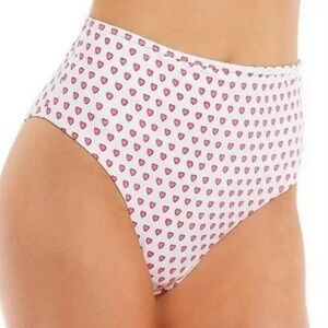 Roller Rabbit Heart Print High Waist Bikini Bottom Size Medium, NWT